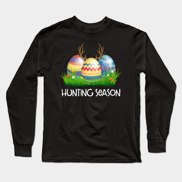 Hunting Season Bunny Funny Easter Egg Long Sleeve T-Shirt by cruztdk5